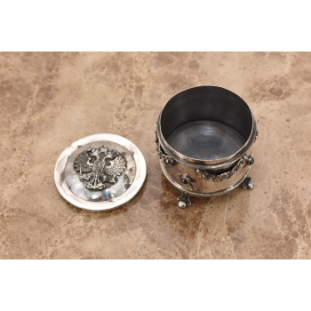 Srebrna Cukiernica Szkatuła na Skarby - Carska Rosja 84 2 Orły